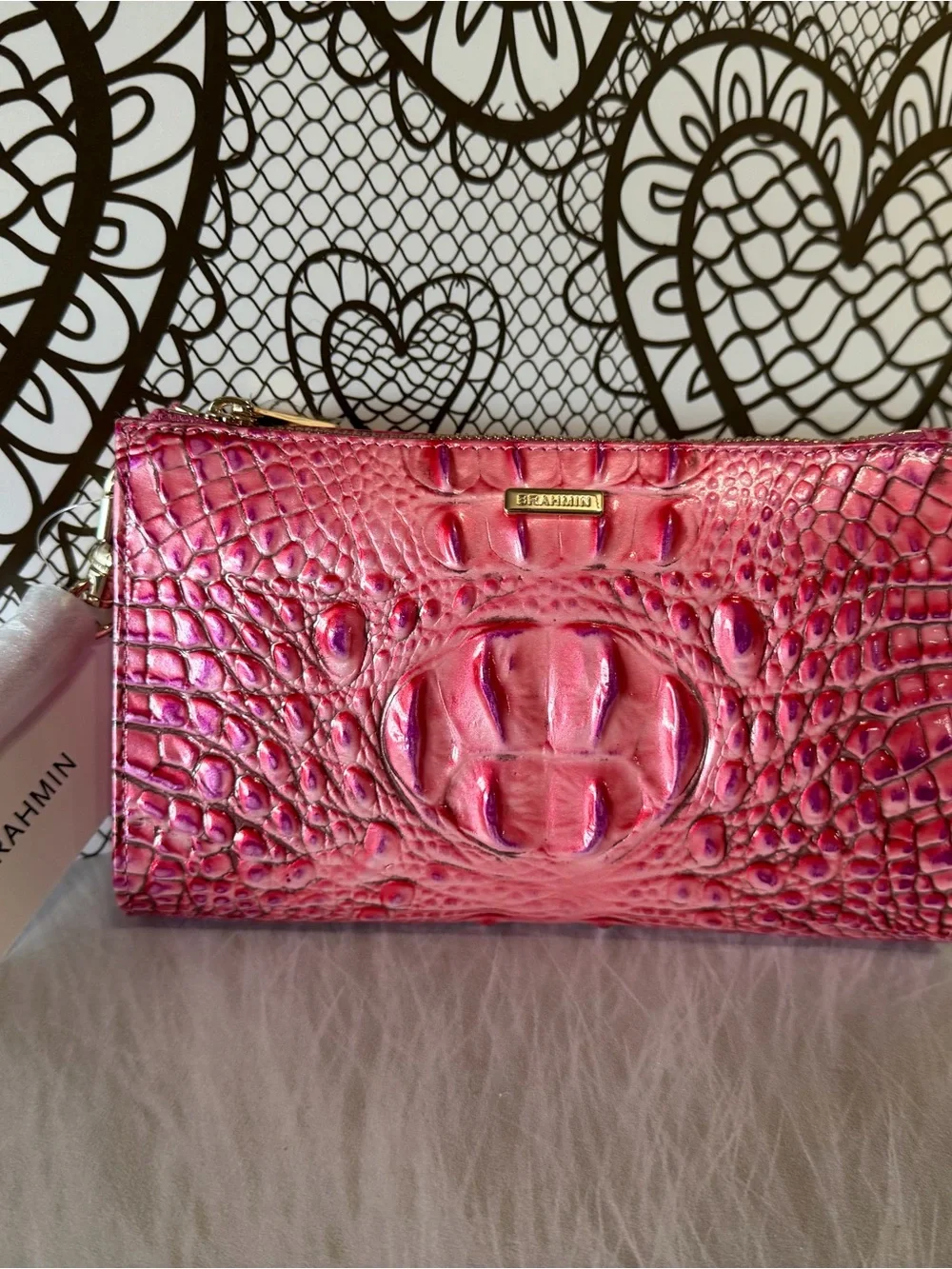 FIRM >>> BRAHMIN Daisy French Rose NWT PERFECT EYE PLACEMENT PINK BEAUTY